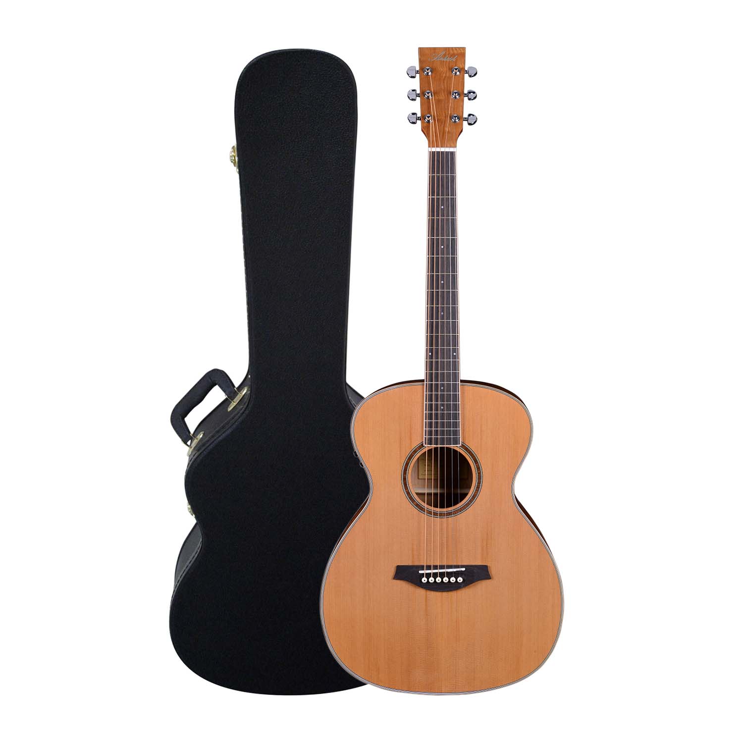 Artist OMC200EQ Solid Top Acoustic Guitar OM Size with EQ with Case