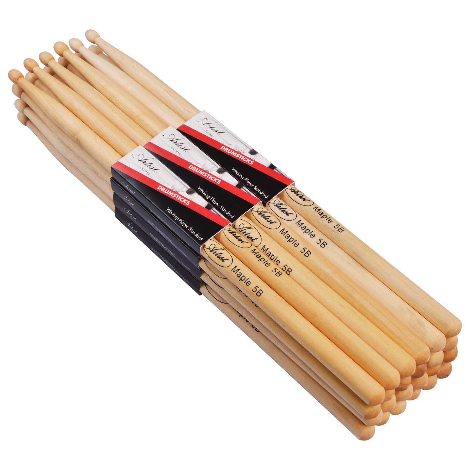 Artist DSM5B Maple Drumsticks with Wooden Tips 12 Pairs