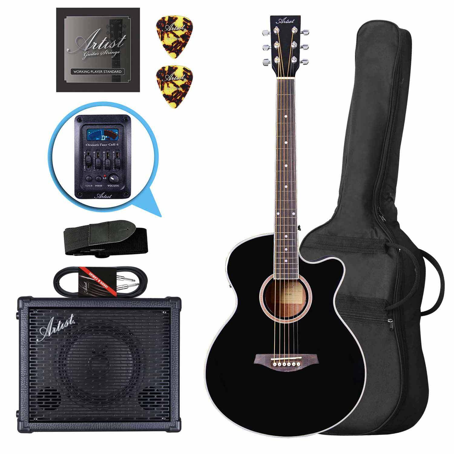 Small Electric Guitar Amp - Artist Lspsceqbk Small Body Acoustic Pack With Eq Bsk20 Amp And Lead