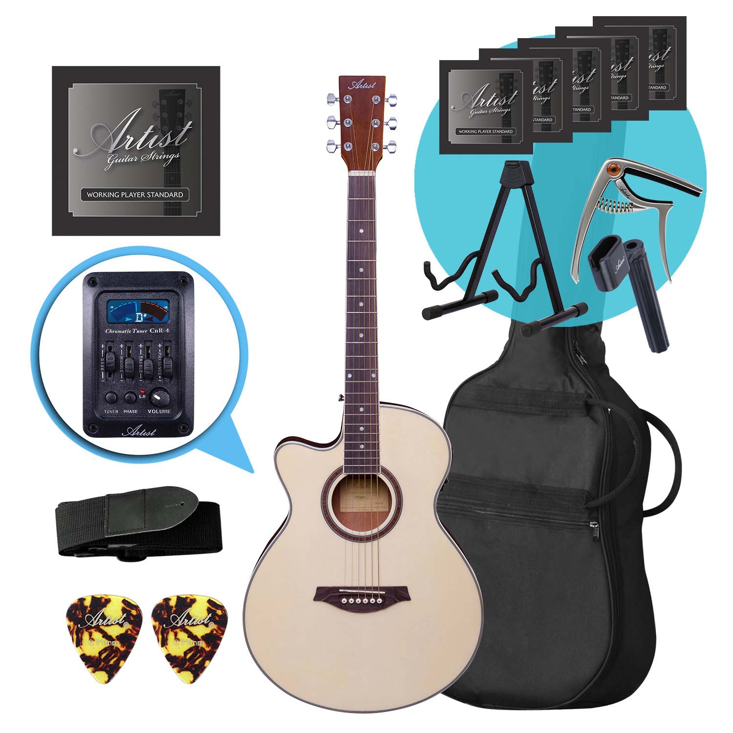 Wood Classical Guitar 30 inch Acoustic Guitar Bundle for Kids 1/2 Half Size Wooden classic Guitar 6 Strings with Beginner Kit for Students Adults Beginners 