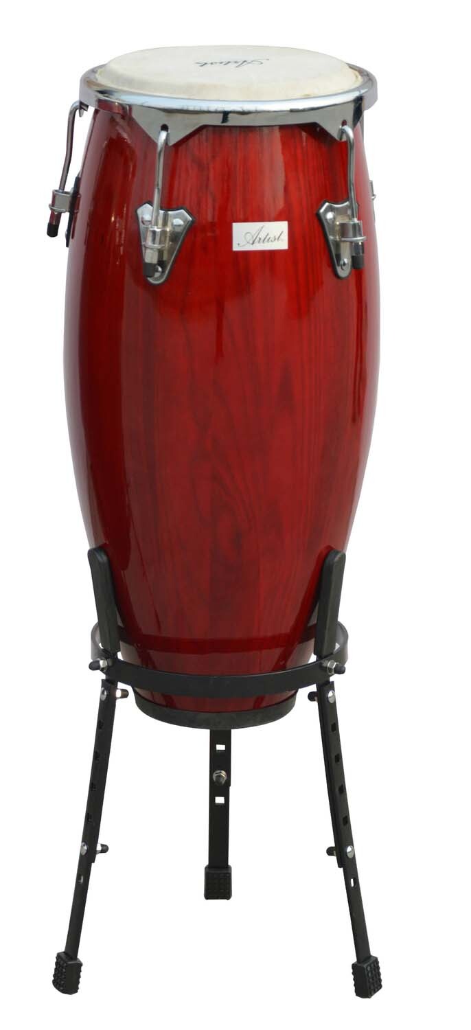 Damaged Artist CG11 Red Conga Drum 11 Inch + Stand