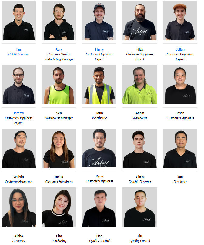 artist guitars staff