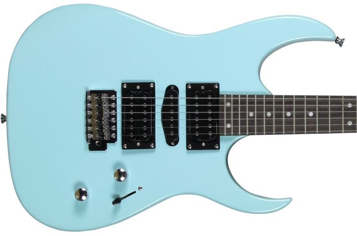 Super S-Style Guitar with a humbucker in the bridge and neck positions, and a single coil in the middle position