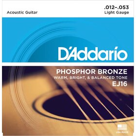 DAddario EJ16 Phosphor Bronze Acoustic Guitar Strings 12-53 
