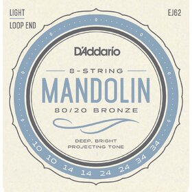 D'Addario EJ62 80/20 Bronze Mandolin Strings Light Loop End 10-34 