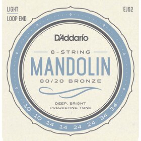D'Addario EJ62 10-34 80/20 Bronze Mandolin Strings Light Loop End