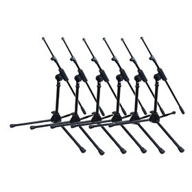 Artist MS010 Small Black Mic Stand w/ Telescopic Boom - 6 Pack