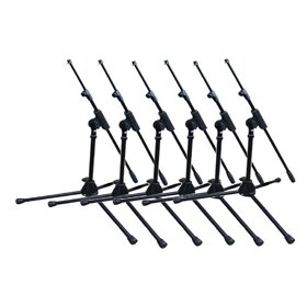 Artist MS010 Small Black Mic Stand with Telescopic Boom - 6 Pack