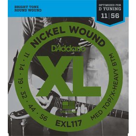 D'Addario EXL117 11-56 Electric Guitar Strings Med/Hvy Bottom 