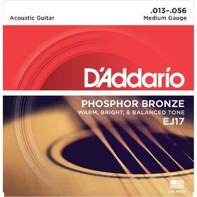 D'Addario EJ17 Phosphor Bronze Acoustic Guitar Strings Med 13-56 