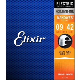 Elixir 12002 9-42 Nanoweb Electric Guitar Strings Super Lite 