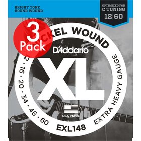 D'Addario EXL148 Electric Guitar Strings Extra Heavy 12-60, 3 Sets 