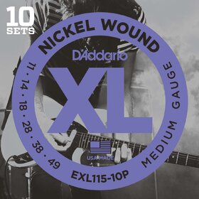 D'Addario EXL115 11-49 Medium Electric Guitar Strings 10 Pack