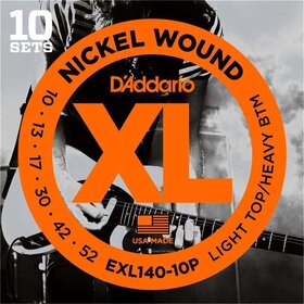 D'Addario EXL140 10-52 Electric Guitar Strings Light/Heavy 10 Pack