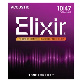 Elixir 16002 10-47 Nanoweb Extra light Acoustic Guitar Strings
