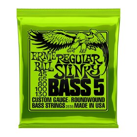 Ernie Ball 2836 5-String Bass Guitar Strings Regular Slinky 45-130