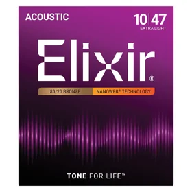 Elixir 11102 13-56 80/20 Nanoweb Acoustic Guitar Strings