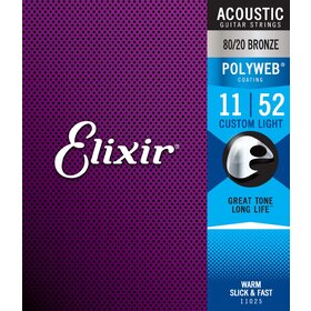 Elixir 11025 11-52 80/20 Polyweb Acoustic Guitar Strings