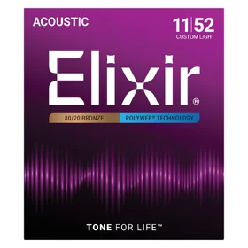 Elixir 11025 11-52 80/20 Polyweb Acoustic Guitar Strings 
