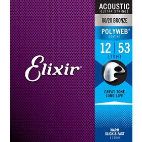 Elixir 11050 12-53 80/20 Polyweb Acoustic Guitar Strings 