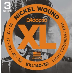 D'Addario EXL140 Electric Guitar Strings Light/Heavy 10 - 52, 3 Sets 