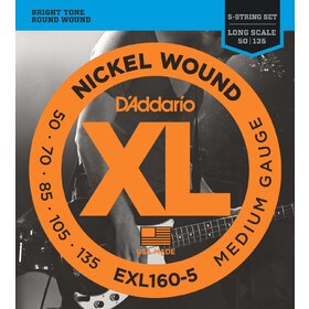 D'Addario EXL160-5 Electric Bass 5 String set Medium Wound  50-135 