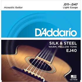 D'Addario EJ40 Silk and Steel Folk  Acoustic Guitar Strings 11-47 