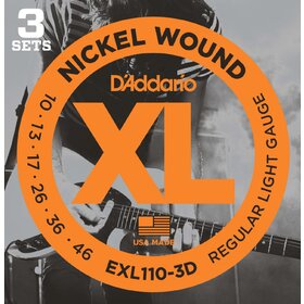 D'Addario EXL110 10-46 Electric Guitar Strings Light 3 Pack