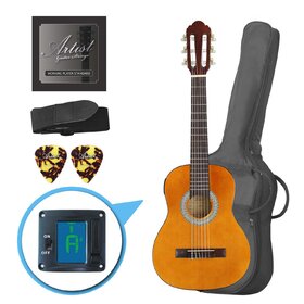 Artist CL14AM 1/4 Size Classical Guitar Pack, Nylon String - Amber