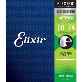 Elixir 19062 10-74 Optiweb 8-String Light Electric Guitar Strings 