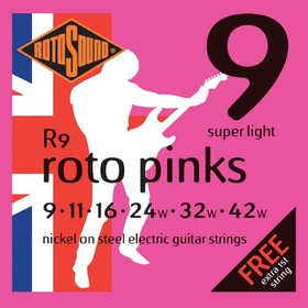 Rotosound R9 Roto Pinks Nickel On Steel Electric Guitar Strings 9-42