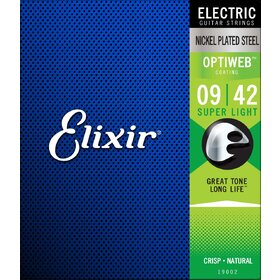 Elixir 19002 9-42 Optiweb Nickel Plated Electric Guitar Strings 