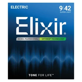 Elixir 19002 9-42 Optiweb Nickel Plated Electric Guitar Strings 