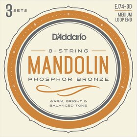 D'Addario EJ74 3 Sets Phosphor Bronze Mandolin Strings Medium 11-40