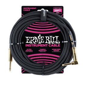 Ernie Ball E6058 25ft Black Braided Instrument Cable 1 Right Angle