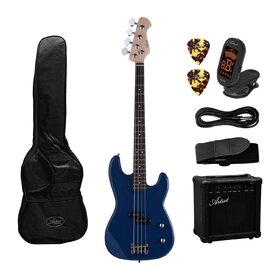 Artist PB2 Blue Electric Bass Guitar + Amp and Accessories
