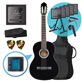 Artist CL44BK Full Size Classical Guitar Ultimate Pack - Black