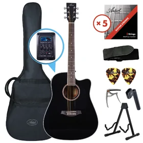 Artist LSPCEQ Black Beginner Acoustic Electric Guitar Ultimate Pack