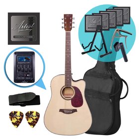 Artist LSPCEQ Natural Beginner Acoustic Electric Guitar Ultimate Pack