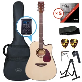 Artist LSPCEQ Natural Beginner Acoustic Electric Guitar Ultimate Pack