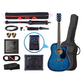 Artist LSPCEQTBB Blue Acoustic Electric Guitar Buskers Pack