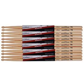 Artist DSH7A A-Grade American Hickory 5A Drumsticks with Wooden Tips - 6 Pack