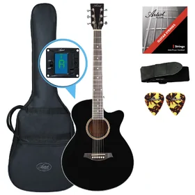 Artist LSPS Black Small Body Beginner Acoustic Guitar Pack
