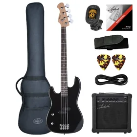 Artist APB Black Left Handed Bass Guitar w/ Accessories & Amp