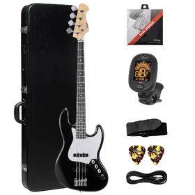 Artist AJB Black Bass Guitar w/ Accessories & Black Hard Case