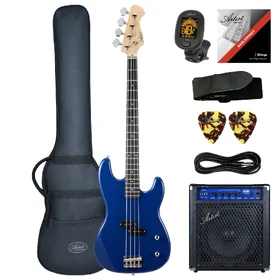 Artist APB Blue Bass Guitar w/ Accessories & BA30 Amp thumbnails