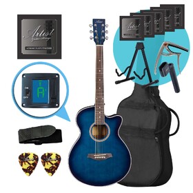 Artist LSPS Blue Small Body Beginner Acoustic Guitar Ultimate Pack