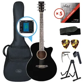 Artist LSPS Black Small Beginner Body Acoustic Guitar Ultimate Pack