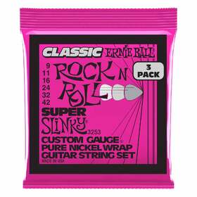 Ernie Ball 3253 9-42 Classic Rock N Roll Super Slinky Electric Guitar Strings 3 Pack