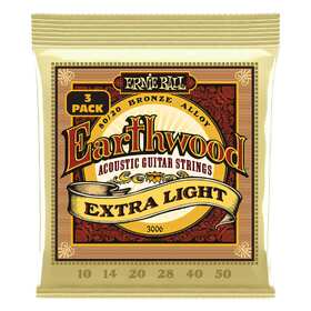 Ernie Ball 3006 Earthwood 80/20 Bronze Medium Acoustic Guitar Strings 3 Pack